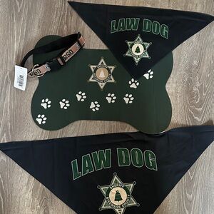 RSO Law Dog Pet Bandana and Collar Set - Black and Green NWOT
